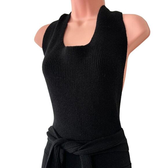 Free People Knitted Sweater Dress Adjustable Ties Black Size XS (Oversized) - Picture 6 of 11